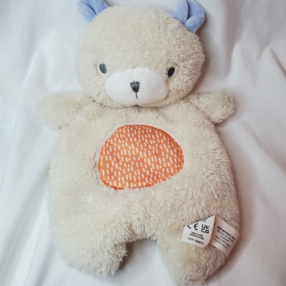 Ingenuity‎ Bear Nate Baby Flat Lovey Plush Bean Stuffed Beige Orange Blue Ears
